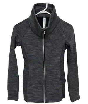 Lululemon Jacket Women Size 2 Gray‎ Heather Radiant Full Zip Mock Neck EUC thumbnail 1