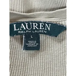 Ralph Lauren Y2K Ribbed Lace Up Top Womens L Sage Green Short Sleeve Grunge thumbnail 5