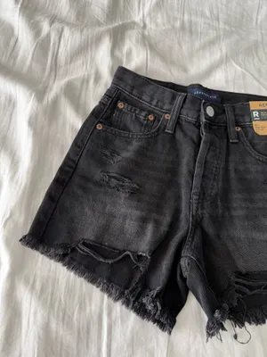 Black 90’s High Rise Cut Off Denim Shorts thumbnail 2
