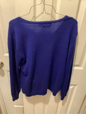 Lauren Ralph Lauren V-Neck Sweater in Royal Blue thumbnail 3