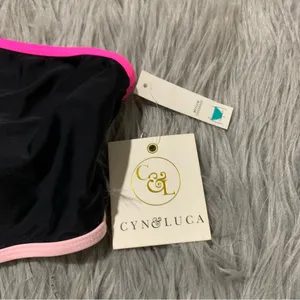 Cyn & Luca One-Shoulder Side-Cutout Swimsuit pink purple black new with tags thumbnail 4