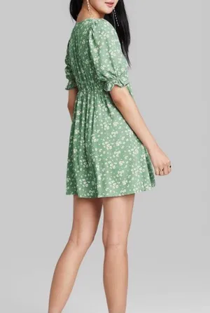 Target Wild Fable Green Floral Mini Dress thumbnail 3