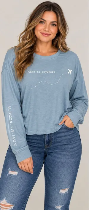 Dirtee Laundry Take Me Anywhere Long Sleeve Crop Top XL Blue thumbnail 1