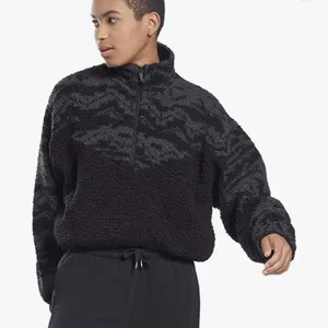 Reebok Core 10 Oversized Sherpa Jacket Womens Large Black Cozy Outdoor Fall thumbnail 1