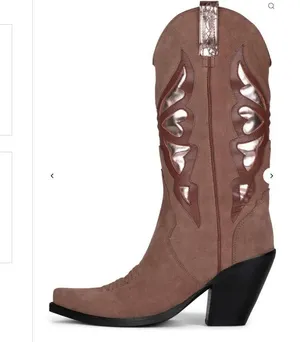Jeffrey Campbell Fluttering Cowboy Boots in Blush Suede Metallic - Cowgirl Boot thumbnail 3