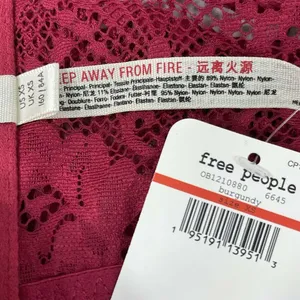 Free People Intimately Bandeau Bra Lacey Looks Burgundy X-Small XS Strapless New thumbnail 7