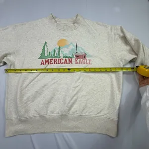 American Eagle Graphic Cabin Mountain Crewneck Sweatshirt Size Small thumbnail 6