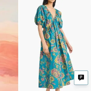 NWT The Good Journey Puff Sleeve Floral Cotton Maxi Dress Green 2 thumbnail 2