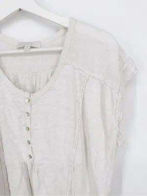 Anthropologie Julie Henley Top White Medium thumbnail 3