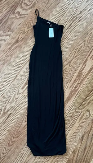 Charcoal Clothing Maxi Dress One Shoulder Black thumbnail 2
