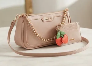 ALDO Blush Pink Convertible Shoulder Bag / Crossbody w Cherry Charm/Cardholder thumbnail 1