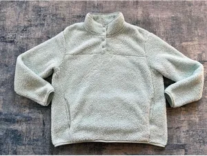Eddie Bauer Light Aqua Blue Fleece 1/4 Snap Mock Neck Pullover Women's XL thumbnail 1