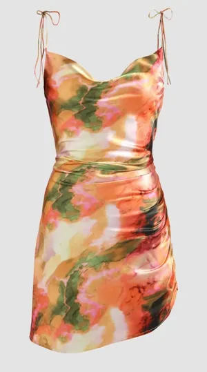 Floral Abstract Backless Asymmetrical Cider Dress Medium (6) thumbnail 1