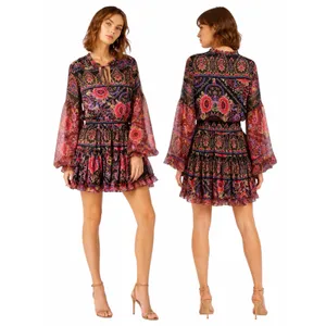 MISA Los Angelos Elisabetta Mini Dress Flora Valentina Print Size S thumbnail 2