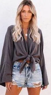 Vici Aloha Beaches Tie Kimono Crop Top thumbnail 1