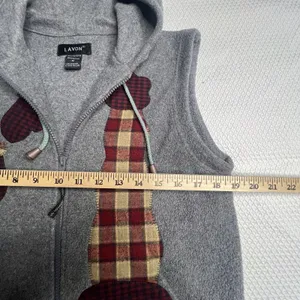 Lavon Snowman/Mittens Christmas Fleece‎ Vest W/Hood Medium Winter Holiday Zip Up thumbnail 5