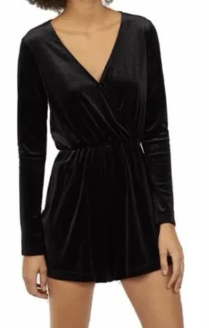 H&M Divided Black‎ Velvet Long Sleeve Romper | Size 6 thumbnail 1