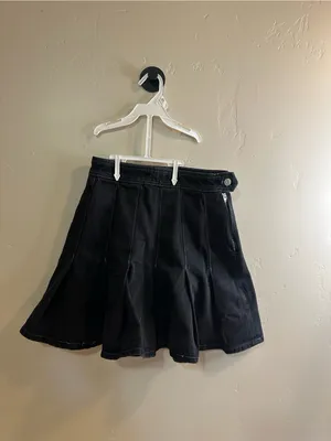 We the Free Black Pleated Denim Mini Skirt Size 25 New thumbnail 2