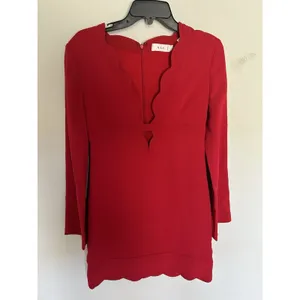 ALC Red Scallop Eva V-Neck Mini Dress Size 4 Designer Special Occasion Sexy thumbnail 3