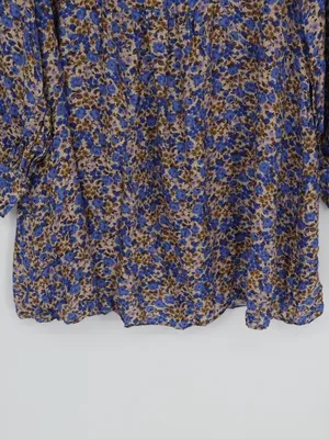 Sézane Bohemia Dress Women’s FR 44 US 12 Blue Floral Silk Blend Mini Cottagecore thumbnail 6