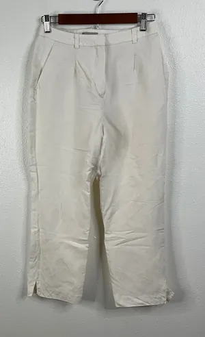 H&M White Linen‎ Blend Pants Size 4 thumbnail 1