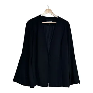 WHO WHAT WEAR Black Bell Sleeve Kimono Style Open‎ Front Blazer Jacket Women's L thumbnail 2