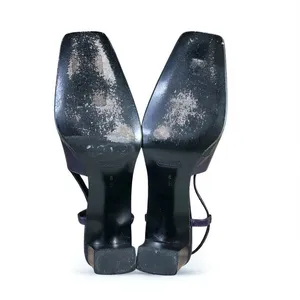 COACH VTG Italian Leather Slingback Pump Heels Sz 8 B Black/Plum Party Rare Y2K thumbnail 10