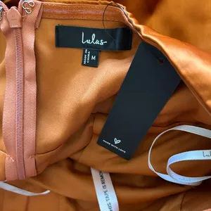 Lulu's Strapless Satin Maxi Dress in Burnt Orange thumbnail 9
