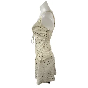 Princess Polly Cream Polka Dot Sleeveless Plunge V Neck Mini A-Line Tank Dress 2 thumbnail 3