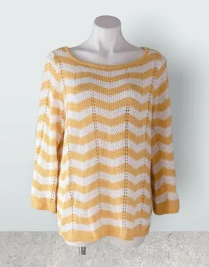 89th & Madison Sweater Perforated Knit Zig Zag Pattern Pullover Size XL thumbnail 2