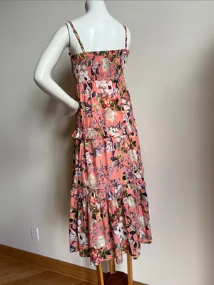 INC Floral Smocked Sundress - Peach Pink thumbnail 6