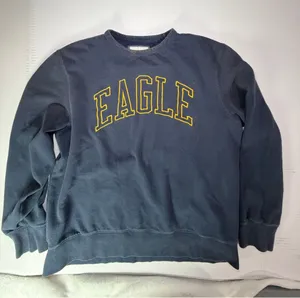 American Eagle Outfitters Navy Sweatshirt with Yellow EAGLE Lettering thumbnail 1