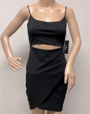 NWT Lulu’s Little Black Dress with peek a boo front opening thumbnail 1