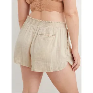 Aerie Neutral Gauzy High Waisted Textured 100% Cotton Shorts Women’s Size Medium thumbnail 2