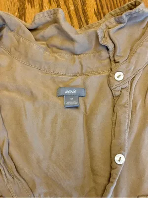 aerie Tan Button-Down Chest Pocket Shirt thumbnail 2
