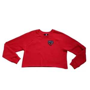Chicago Bulls NBA Crop Sweatshirt Womens Large Red Crewneck Pullover Long Sleeve thumbnail 2