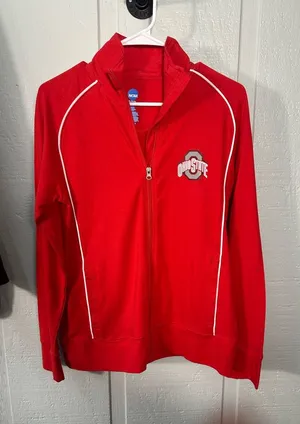 NCAA Ohio State Red Full Zip Long Sleeve Lightweight Jacket Size Small EUC thumbnail 1