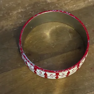 Vintage red and white enamel bangle bracelet thumbnail 3