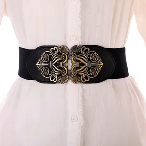 Retro Style Elegant‎ Black and Gold Elastic Women's Belt One Size thumbnail 3