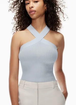 Babaton by Aritzia Sculpt Knit Criss‎ Cross Tank Color lBlue thumbnail 1