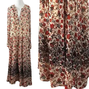 Free People Bohemian Billowy Floral See It Through Maxi Dress Tea Combo Large thumbnail 7