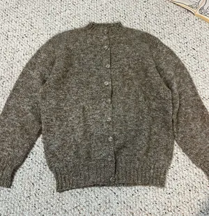 Vintage Brown Heathered Button-Up Cardigan thumbnail 1