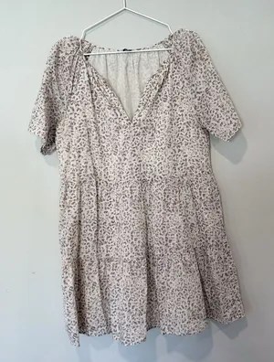 Rails Womens Clarissa Beige animal print Tiered Babydoll Sundress Small 1670 thumbnail 1