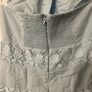 HALTER NECK LACE linen-cotton blend TRIM DRESS Size Medium thumbnail 5