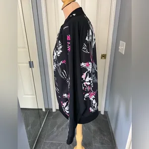 Fabletics Bev Bomber Jacket Size XXL Floral Print Black Zip Up‎ Athleisure Sport thumbnail 7