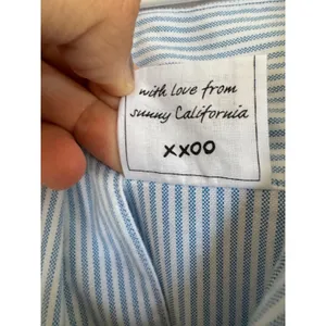 Frank & Eileen blue striped oversized Shirley button up top size medium thumbnail 4