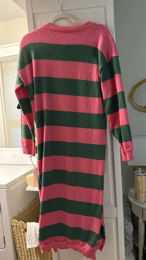 Pink & Green Striped Sweater Dress thumbnail 2