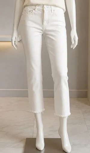 Vineyard Vines Womens Jeans High Rise Straight Crop Raw Hem White 26 thumbnail 1