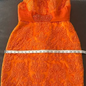 Women’s Orange Tea Length Formal Mother of the Bride Dress Corset Back Size 14 thumbnail 11