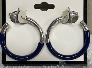 Vintage Napier silver blue hoops dangle earrings thumbnail 1